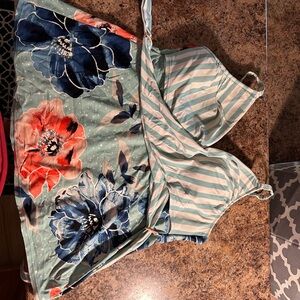 Striped and Floral swim tankini